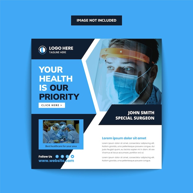 Medical health social media post web banner template