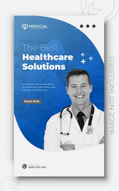 Medical health social media post with doctor theme for social media post template