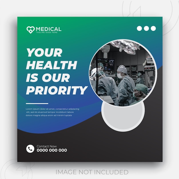 Medical health social media post with doctor theme for social media post template