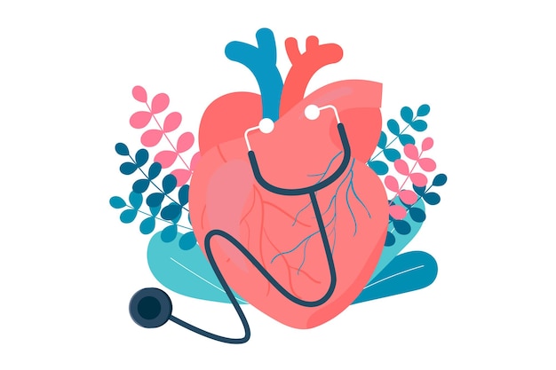 Disegno dell'illustrazione del cuore di tema di salute medica