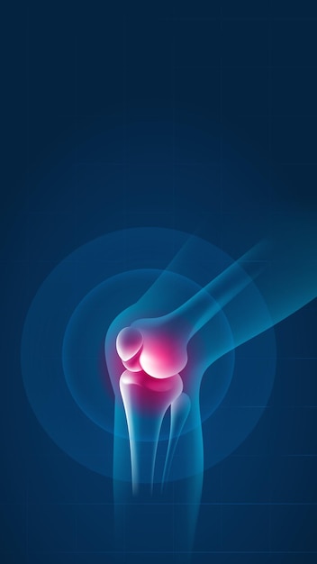 Medical health vertical illustration human knee highlight reminder