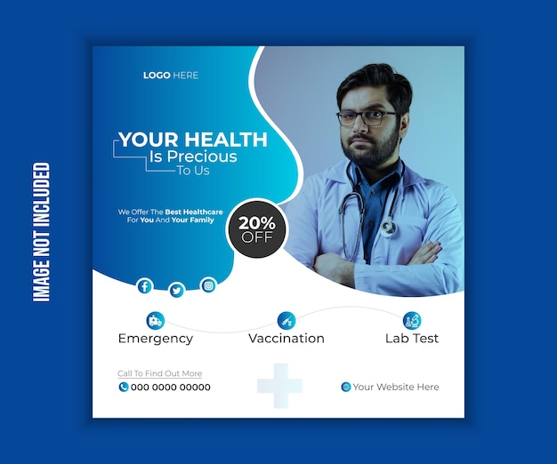 Medical and healthcare banner or horizontal banner for social media post