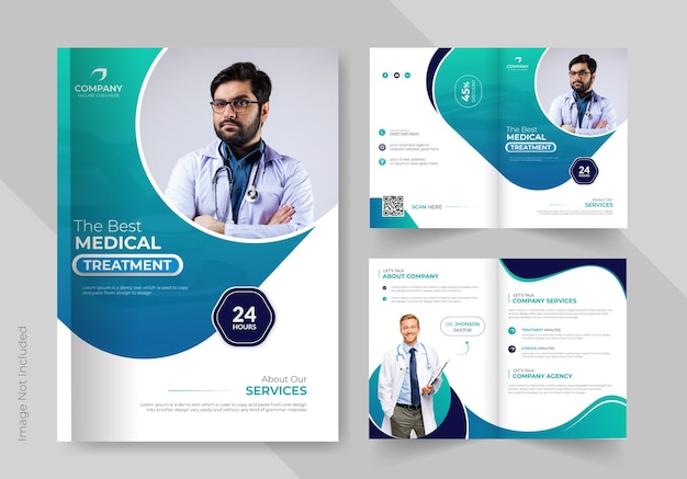 Medical healthcare bifold brochure design or promotional company profile catalog