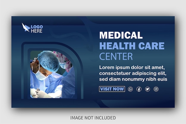 Vettore centro sanitario medico ospedale you tube thumbnail design poster copertina banner web dei social media