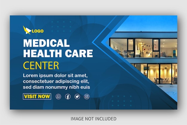 Медицинский центр здравоохранения you tube дизайн эскиза и веб-баннер обложка шаблон плаката пост доктора