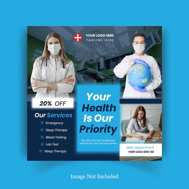 Vector medical healthcare clinic social media post design template