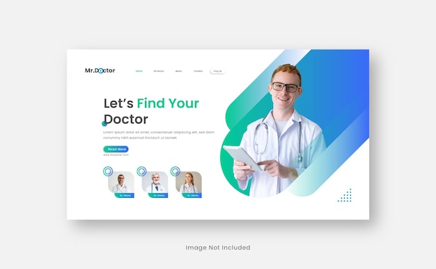 Medical healthcare consultation landing page or web banner template design premium vector