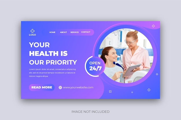 Vector medical healthcare consultation landing page web banner template design