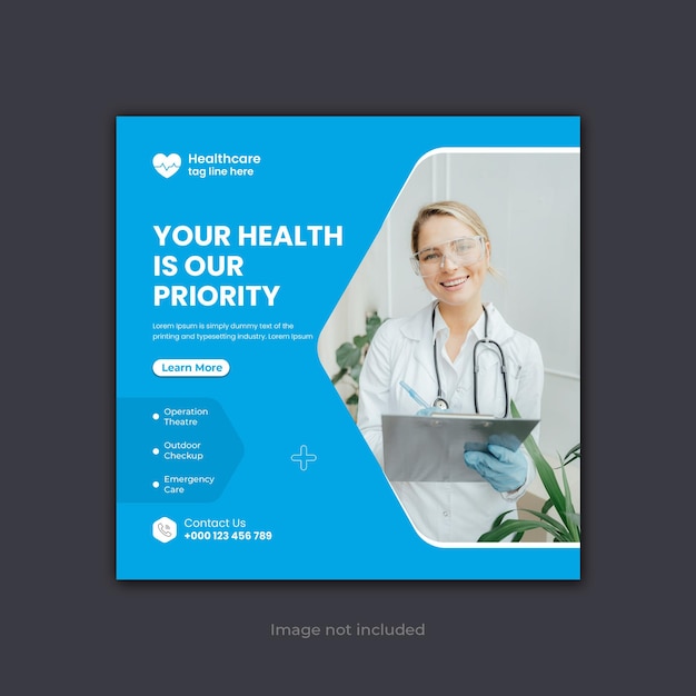 Medical healthcare corporate social media instagram post and web banner