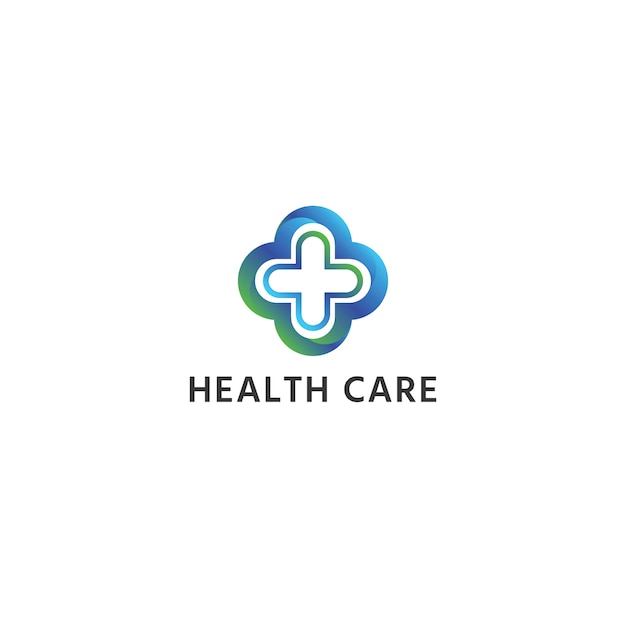 Medical healthcare logo trasversale con colore blu e verde