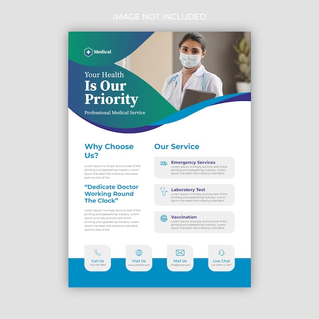 Medical healthcare dental flyer poster premium vector