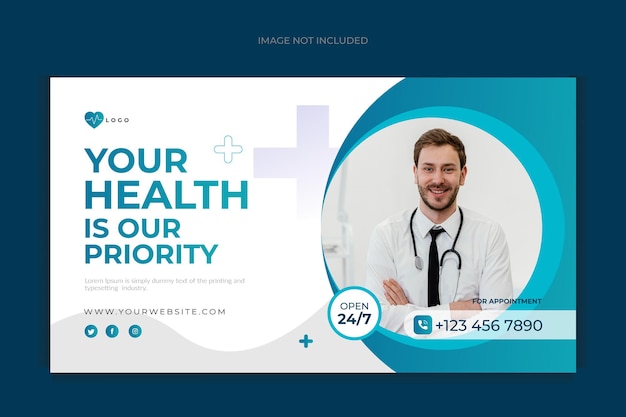 Medical healthcare and dental web banner social media template