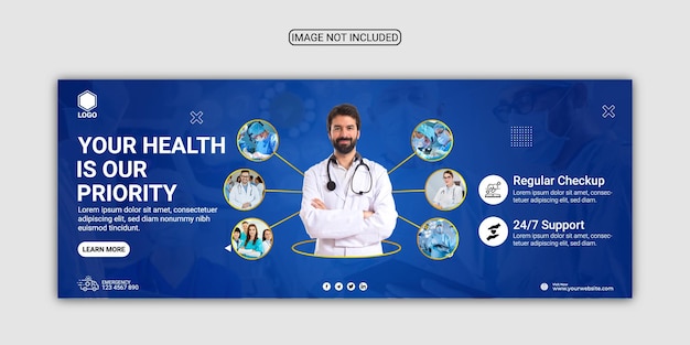 Vector medical healthcare facebook cover or banner template design