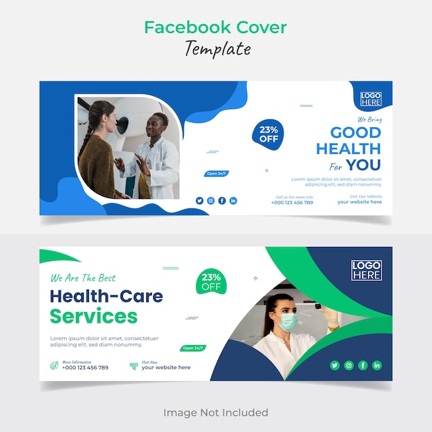 Design della copertina di facebook per l'assistenza sanitaria medica e modello di progettazione di banner web