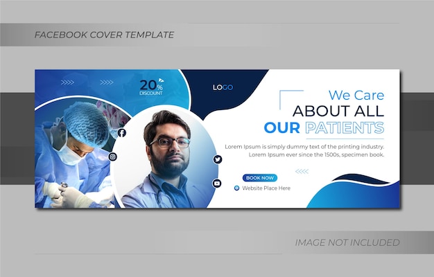 Medical healthcare facebook cover photo design or web banner template 2023