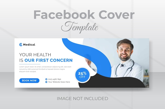Medical healthcare facebook cover or web banner design with organic shape