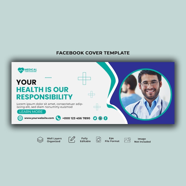 Vector medical healthcare facebook cover and web banner template.