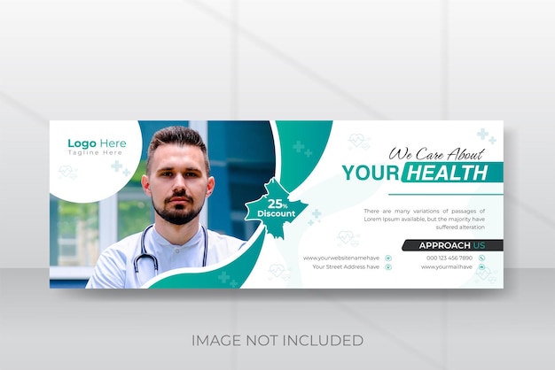Modello di copertina di facebook e banner web per l'assistenza sanitaria medica