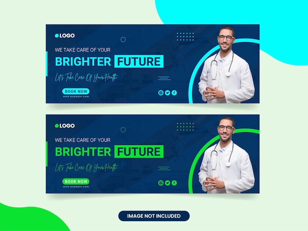 Vector medical healthcare facebook timeline cover and web banner template design