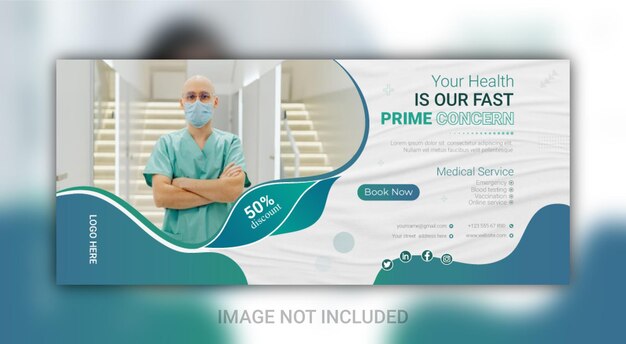 Vector medical healthcare facebook timeline cover and web banner template