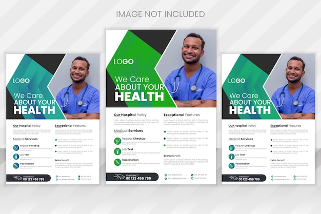 medical healthcare flyer design and brochure cover page template