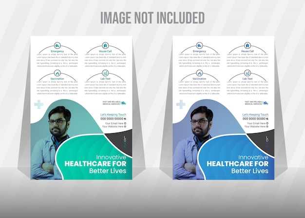 Дизайн флаера о медицинском обслуживании и шаблон титульной страницы брошюры