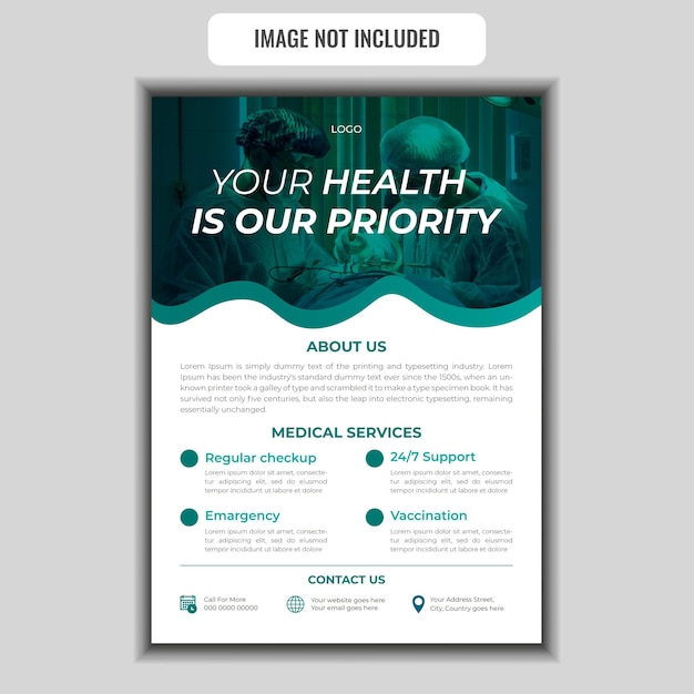 Vector medical healthcare flyer design and brochure cover page template