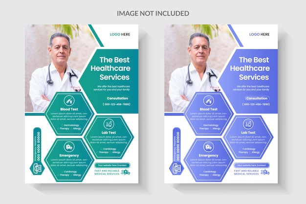 Vector medical healthcare flyer or poster design template