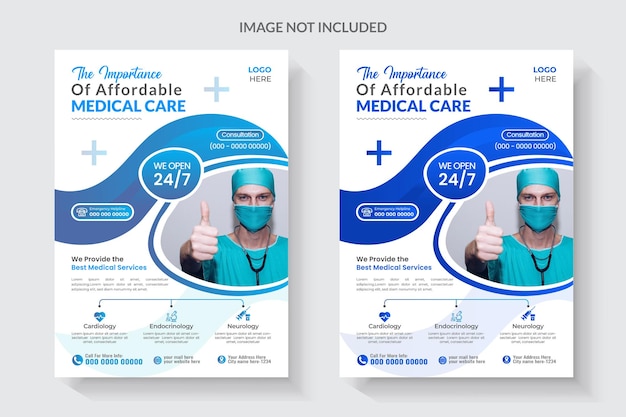 Vector medical healthcare flyer or poster design template