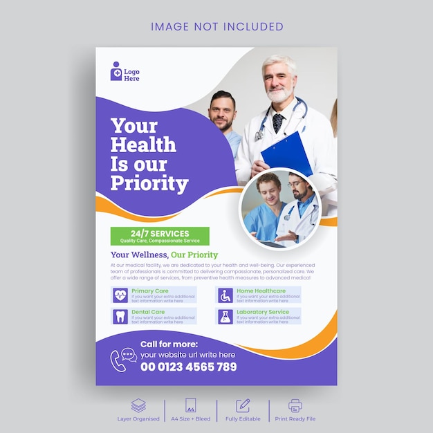 Medical Healthcare flyer or poster template design