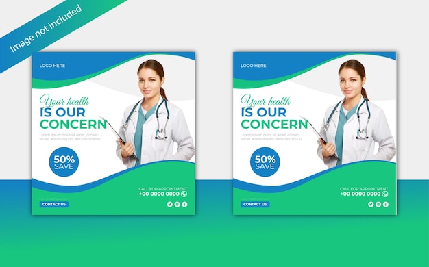 Medical healthcare flyer social media instagram post and web promotion banner template