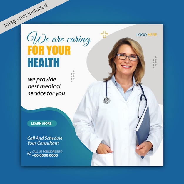 Medical healthcare flyer social media instagram post and web promotion banner template