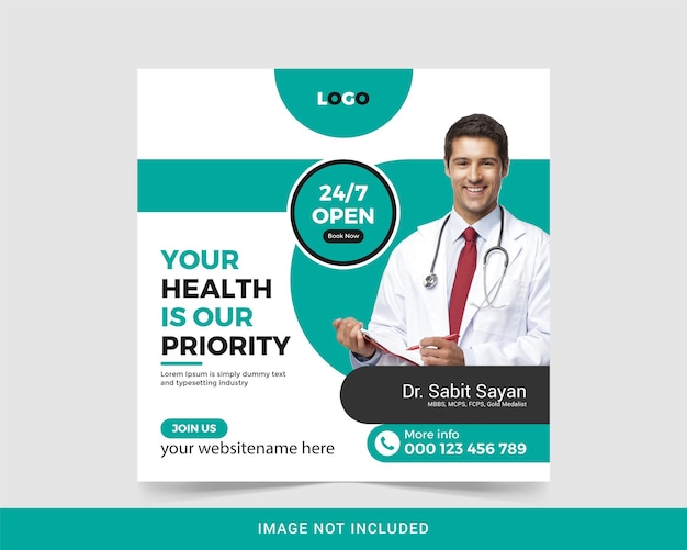 Medical healthcare flyer social media post web banner premium vector