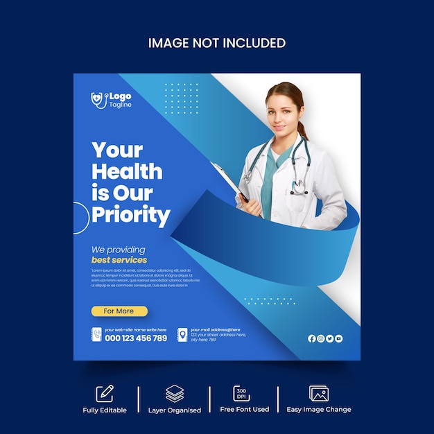 Medical healthcare flyer social media post web banner template