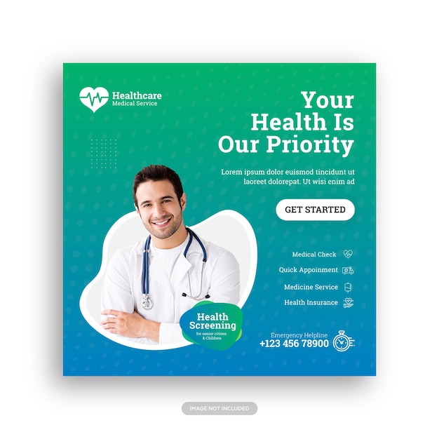 Medical healthcare flyer social media post  web banner