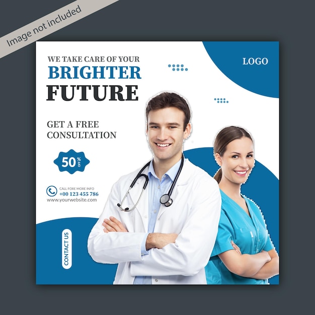 Medical healthcare flyer social media post and web promotion banner design template