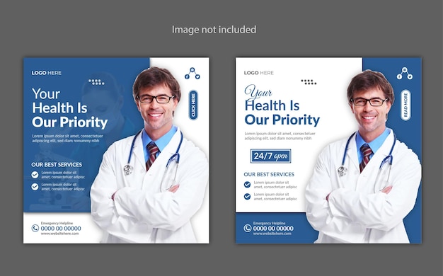 Medical healthcare flyer social media post and web promotion banner design template