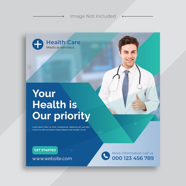 Medical healthcare flyer social media post web promotion banner template