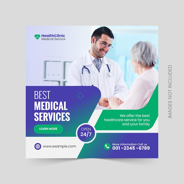 Medical healthcare flyer social media post web promotion banner template