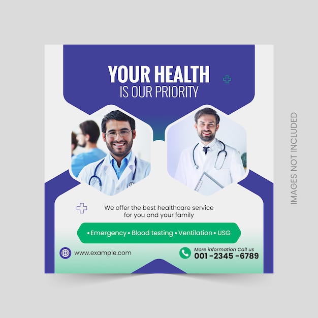 Medical healthcare flyer social media post web promotion banner template