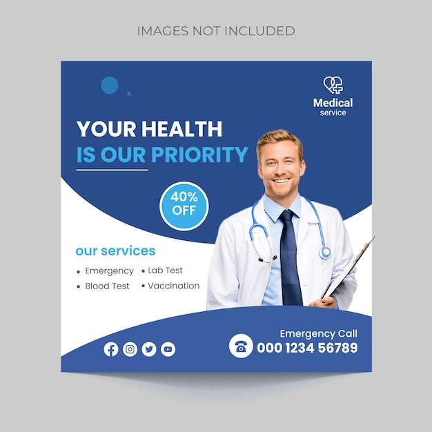 medical healthcare flyer social media post web promotion banner template