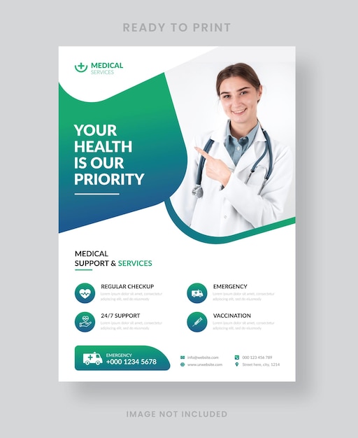 Vector medical healthcare flyer template design