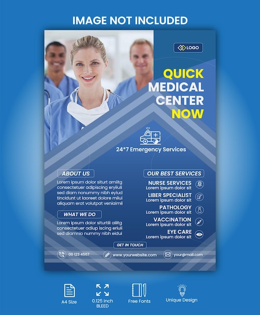 Medical healthcare flyer template with premium vector