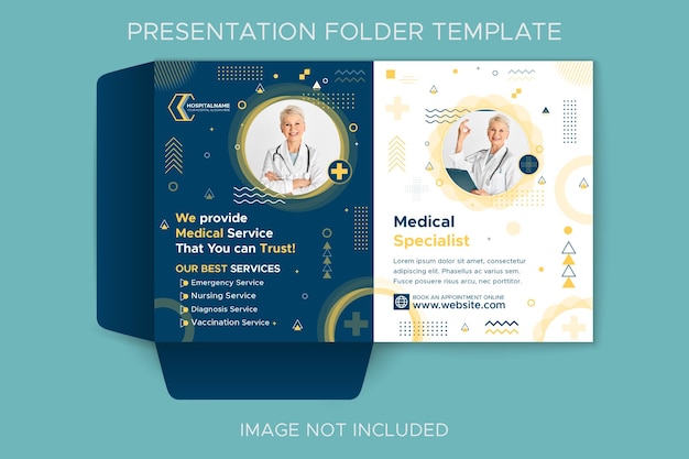 Medical healthcare geometric presentation folder template