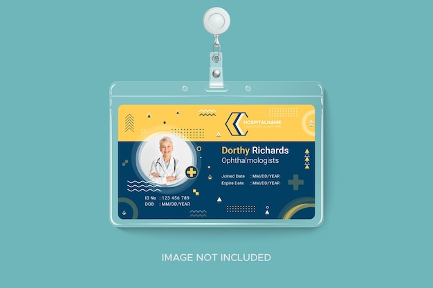 Medical healthcare geometric vertical identity card template