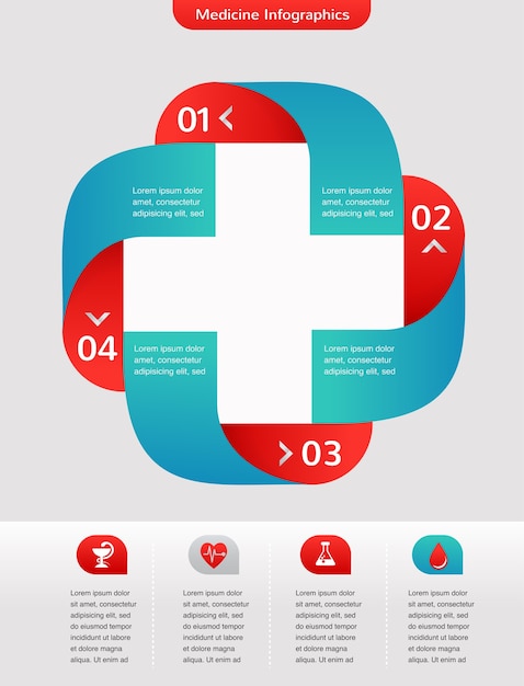 Icona medica e sanitaria e sfondo, infografica