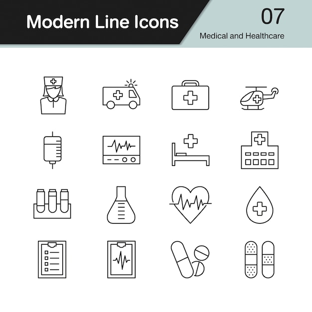 Vector medical and healthcare icons.