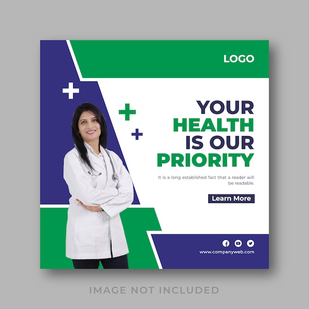 Vector medical healthcare instagram banner