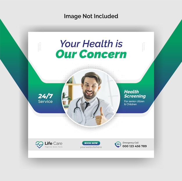 Post di instagram medico e sanitario o modello di banner web di promozione sui social media vettore premium