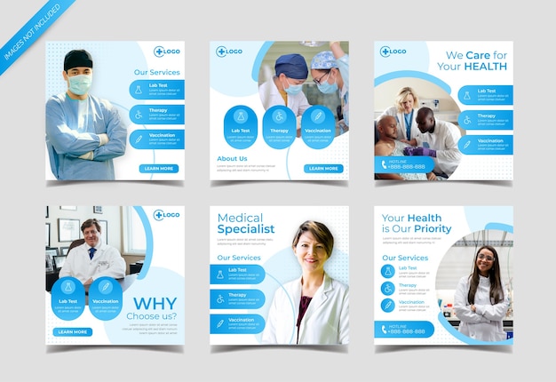 Vector medical and healthcare instagram post template